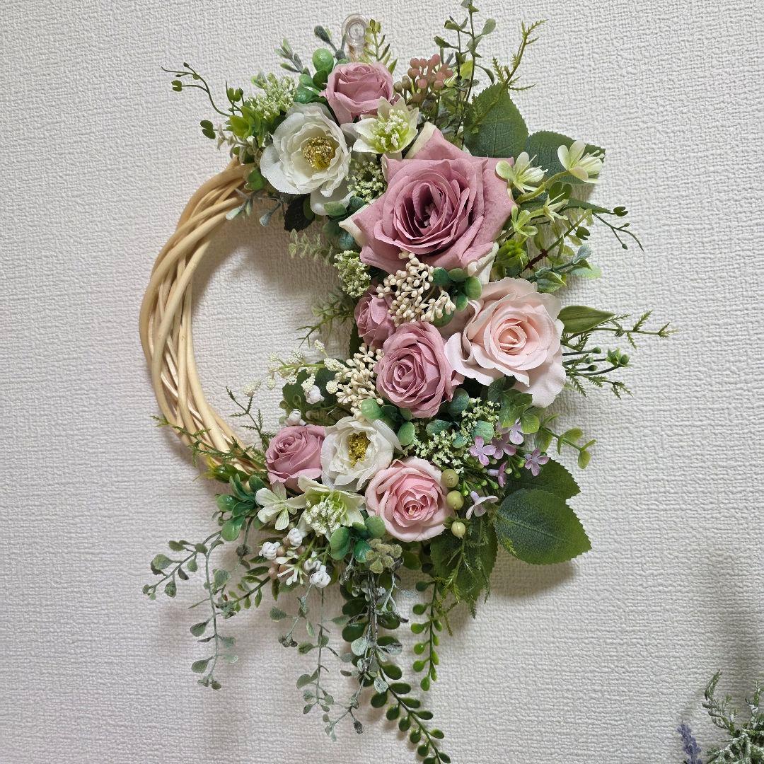 【専用】フラワーリース 風薫る16 咲き誇る花たち 玄関リース 造花