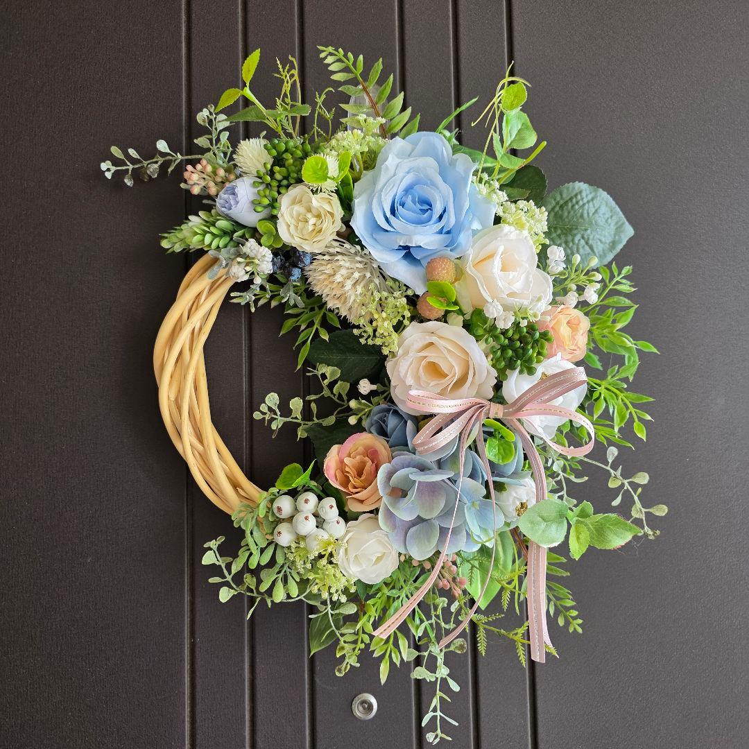 【専用】フラワーリース 風薫る16 咲き誇る花たち 玄関リース 造花