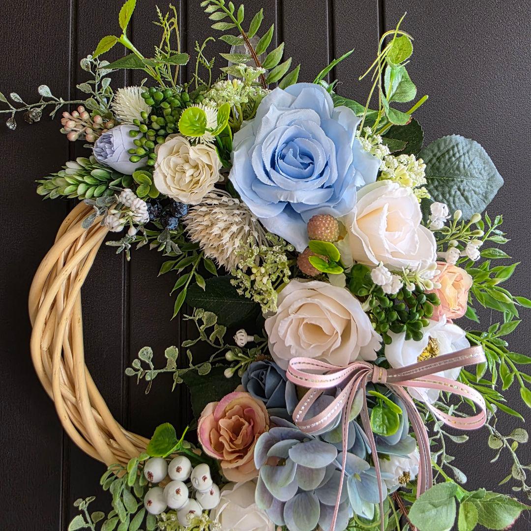 【専用】フラワーリース 風薫る16 咲き誇る花たち 玄関リース 造花