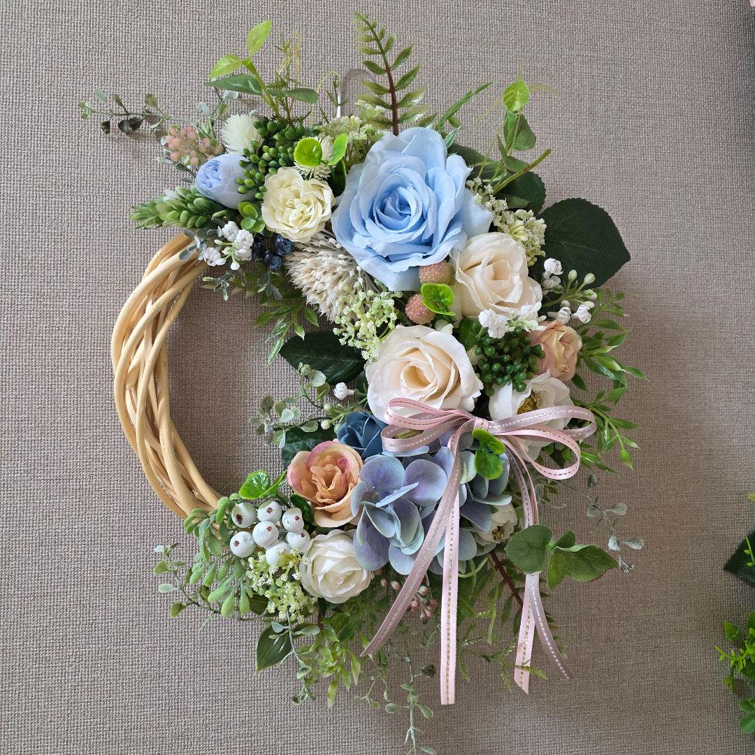 【専用】フラワーリース 風薫る16 咲き誇る花たち 玄関リース 造花