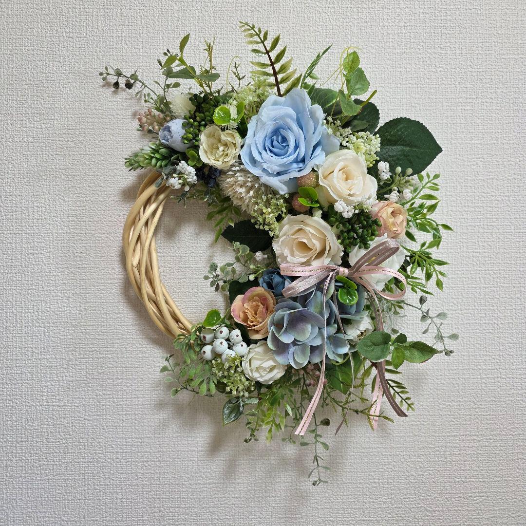 【専用】フラワーリース 風薫る16 咲き誇る花たち 玄関リース 造花