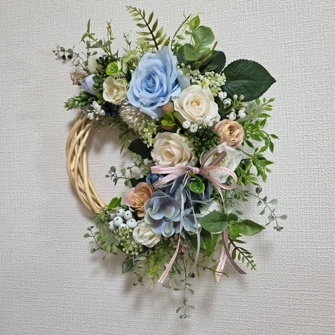 【専用】フラワーリース 風薫る16 咲き誇る花たち 玄関リース 造花