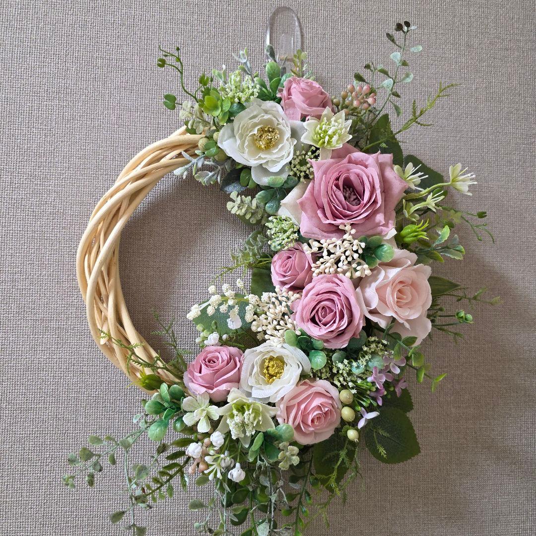 【専用】フラワーリース 風薫る16 咲き誇る花たち 玄関リース 造花