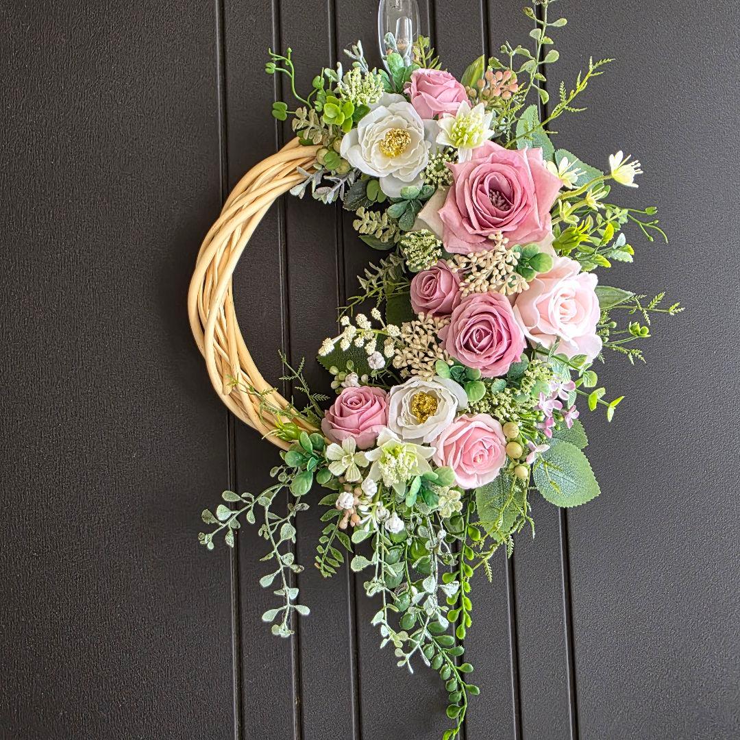 【専用】フラワーリース 風薫る16 咲き誇る花たち 玄関リース 造花