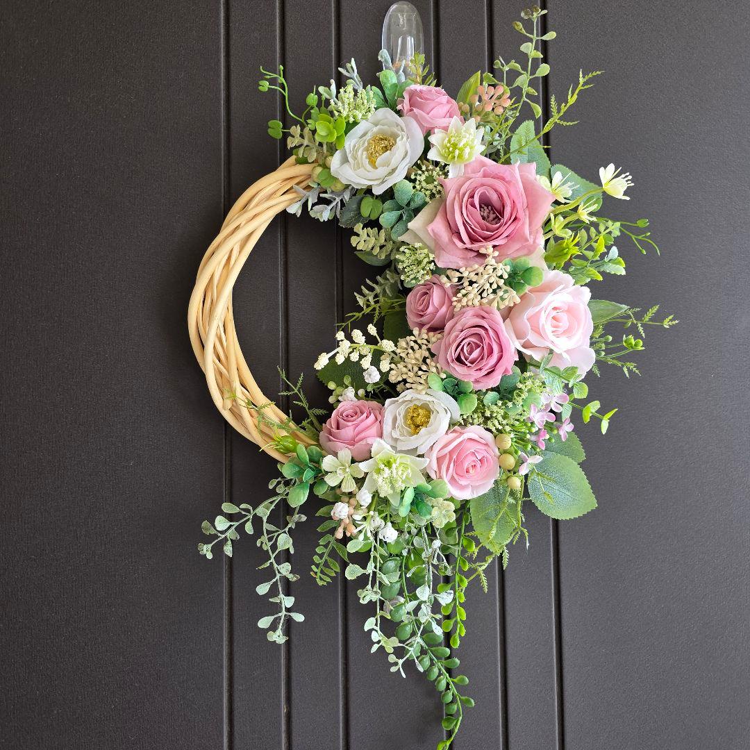 【専用】フラワーリース 風薫る16 咲き誇る花たち 玄関リース 造花