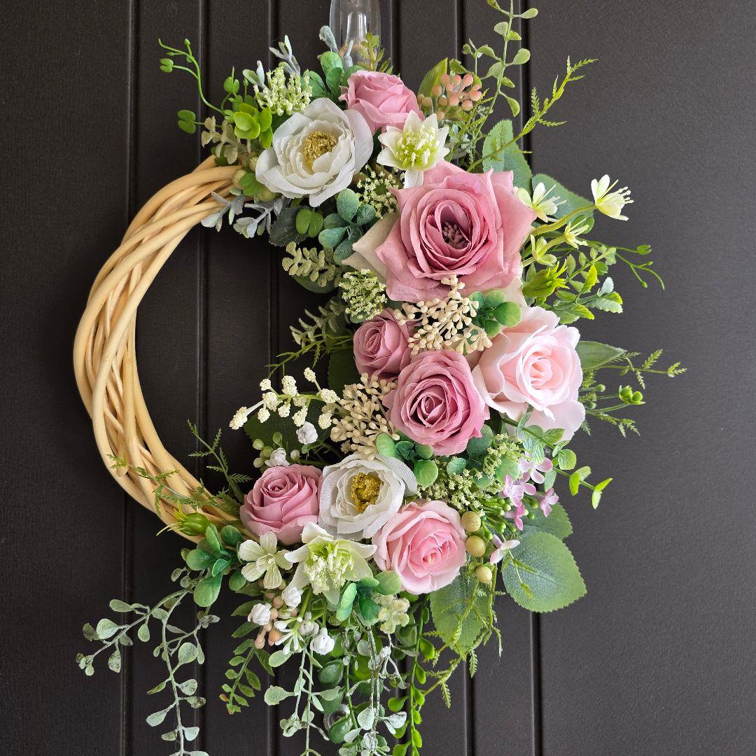 【専用】フラワーリース 風薫る16 咲き誇る花たち 玄関リース 造花