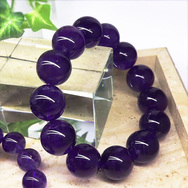 大玉！ウルグアイ産アメジストブレスレット 天然石 パワーストーン 紫水晶