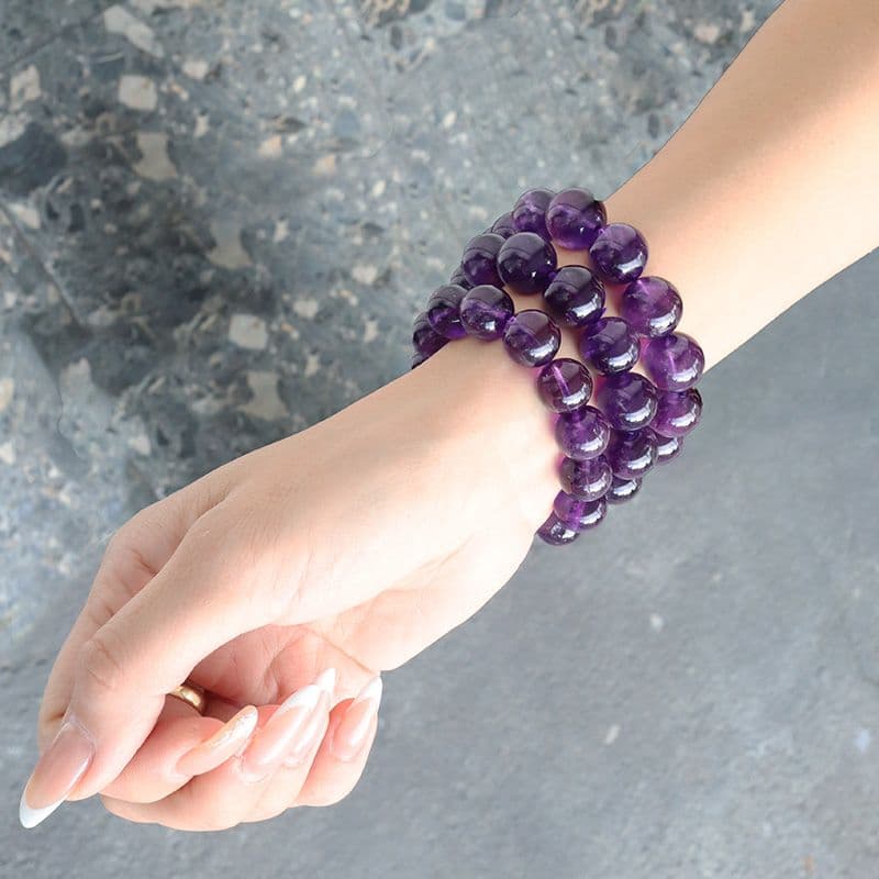 大玉！ウルグアイ産アメジストブレスレット 天然石 パワーストーン 紫水晶