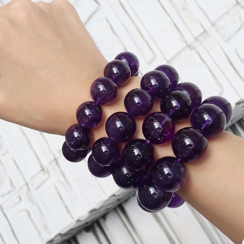 大玉！ウルグアイ産アメジストブレスレット 天然石 パワーストーン 紫水晶