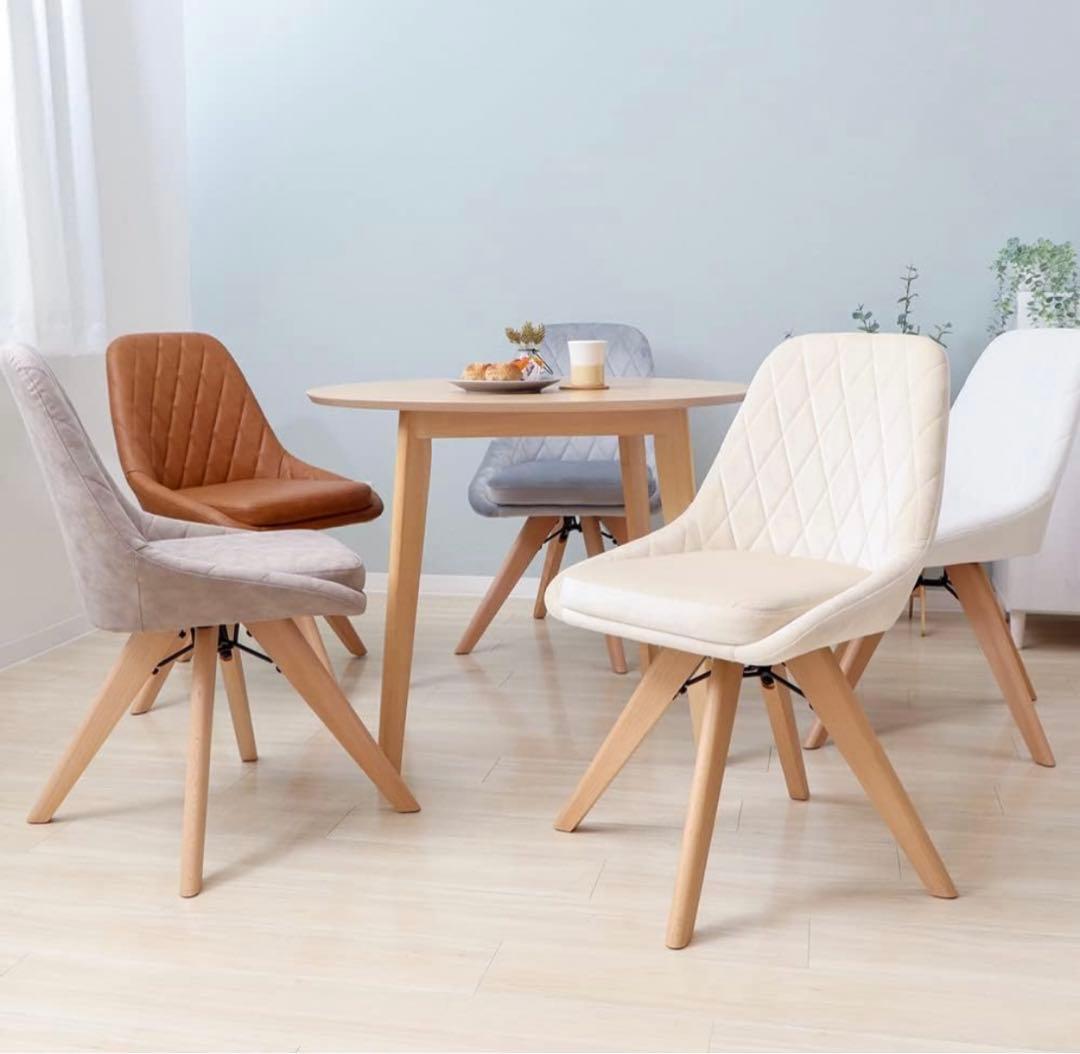 ◆お洒落ベロアデスクチェア オフィスチェア 木脚 回転 新品未使用未開封 ◆