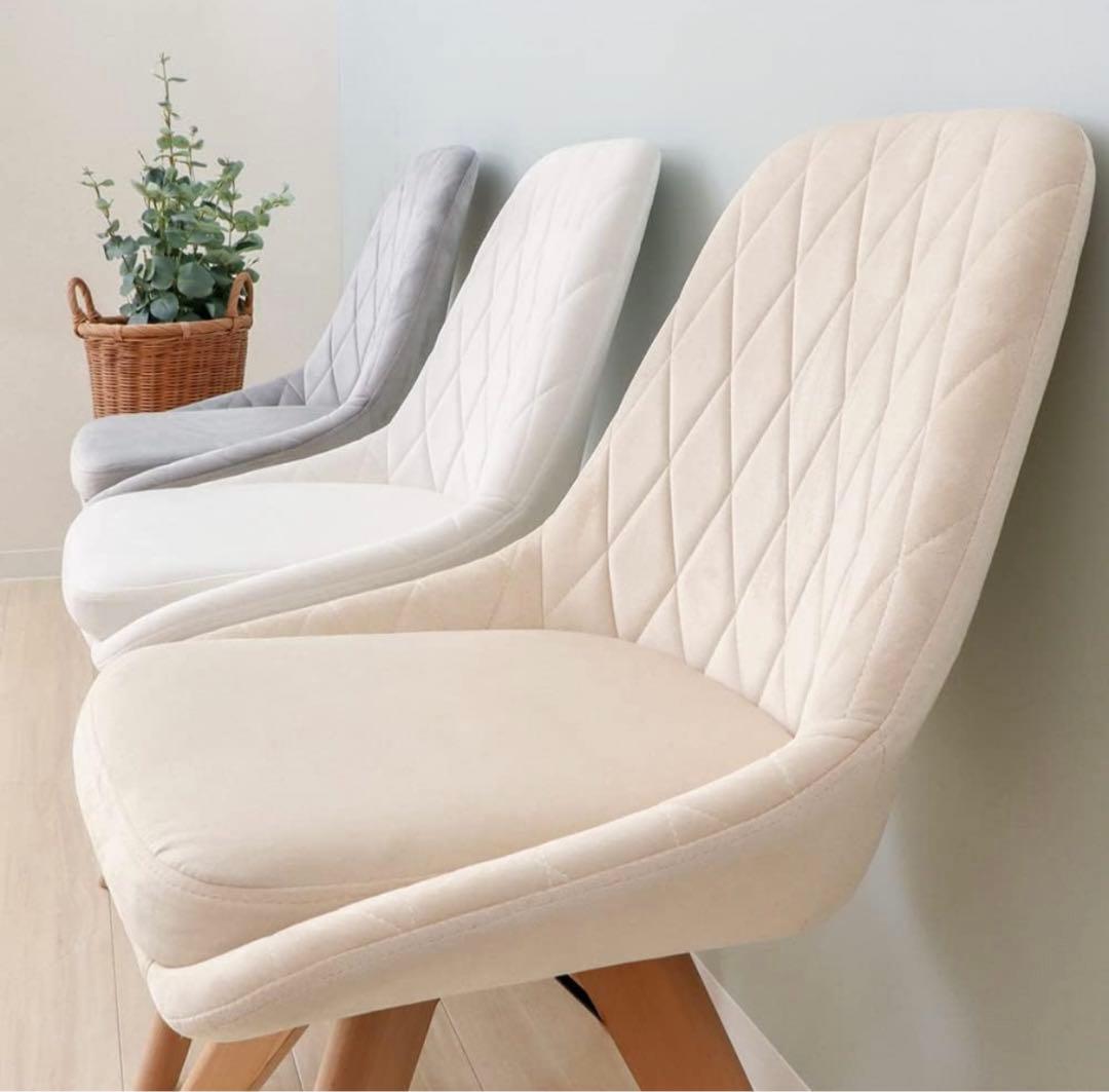 ◆お洒落ベロアデスクチェア オフィスチェア 木脚 回転 新品未使用未開封 ◆