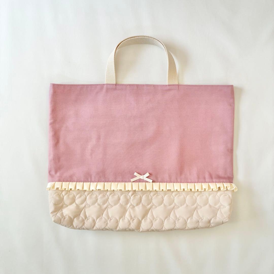 入園入学3点セット　お着替え袋L さくらんぼキルティング　ライトベージュ