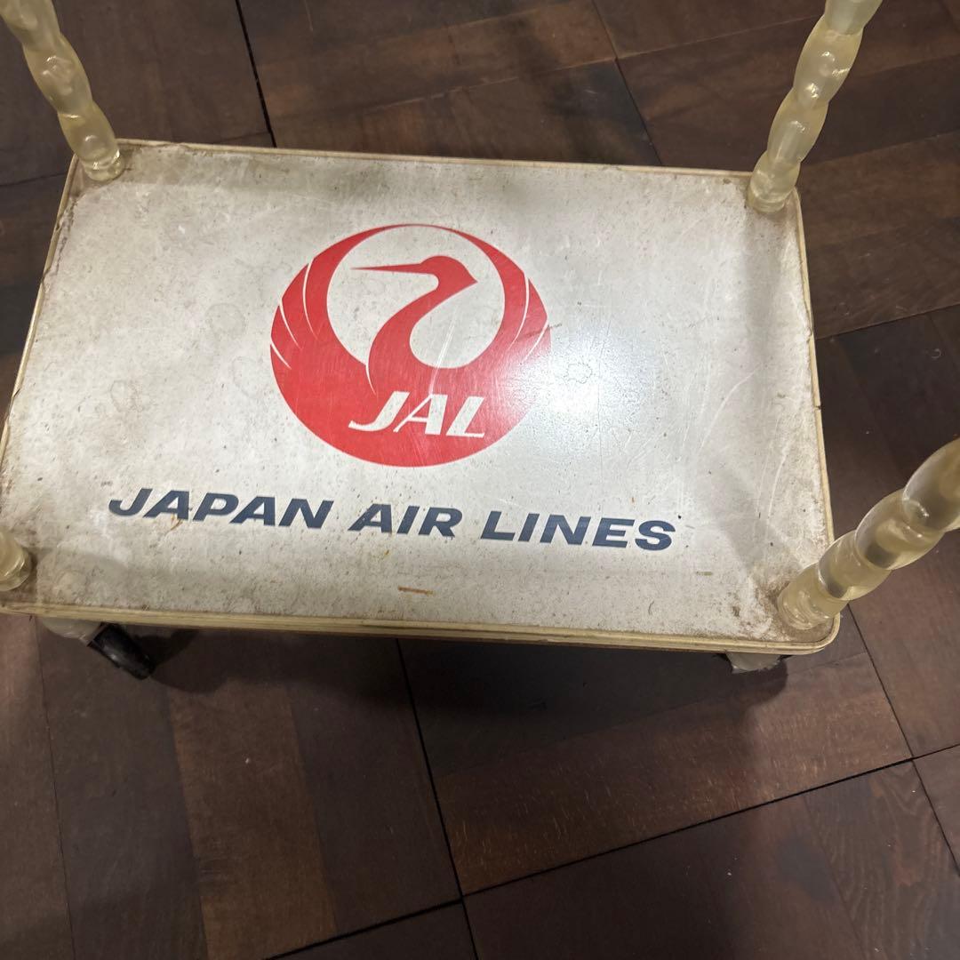 JAL? 不明　レトロ キッチンワゴン ポップ 2段 キャスター付　ジャンク