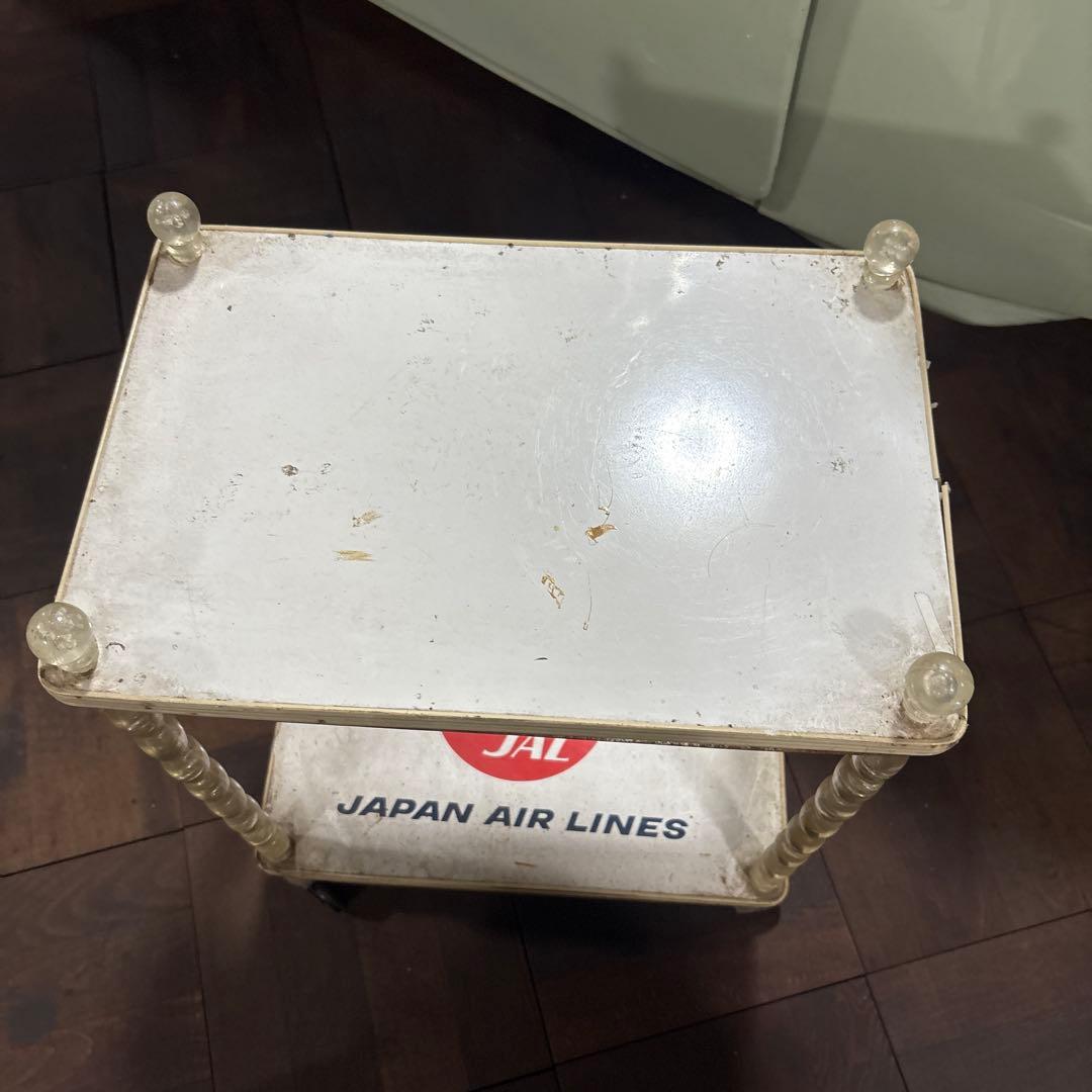 JAL? 不明　レトロ キッチンワゴン ポップ 2段 キャスター付　ジャンク