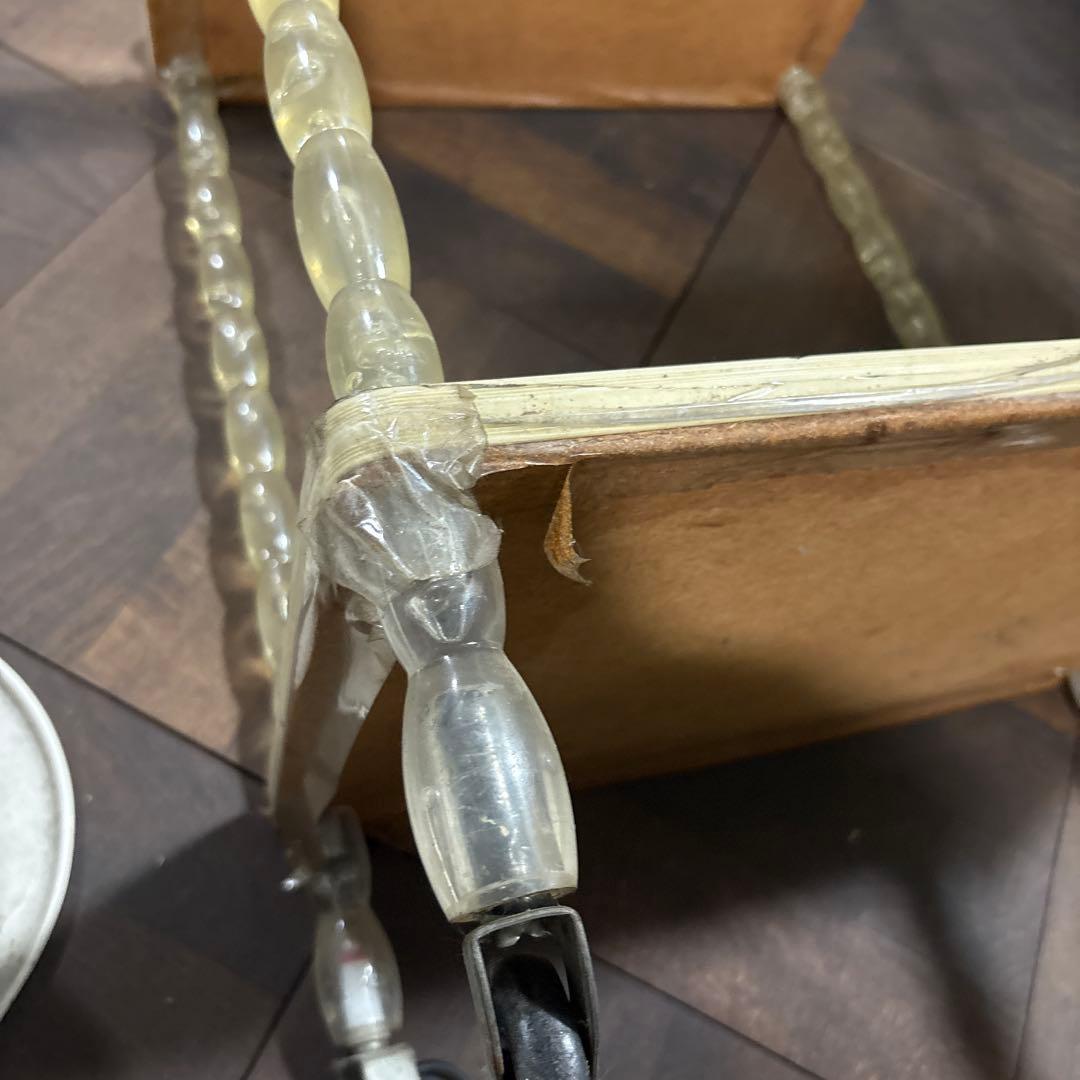 JAL? 不明　レトロ キッチンワゴン ポップ 2段 キャスター付　ジャンク