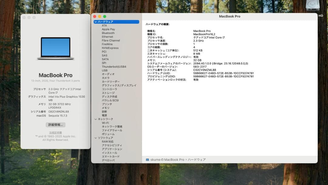 最上位構成 MacBook Pro 13インチ 2020 i7/32GB/4TB