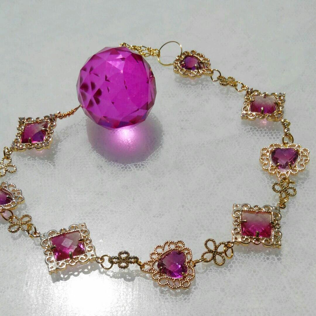 サンキャッチャー♡ハンドメイド「ベリーピンクのステンドグラス♡」