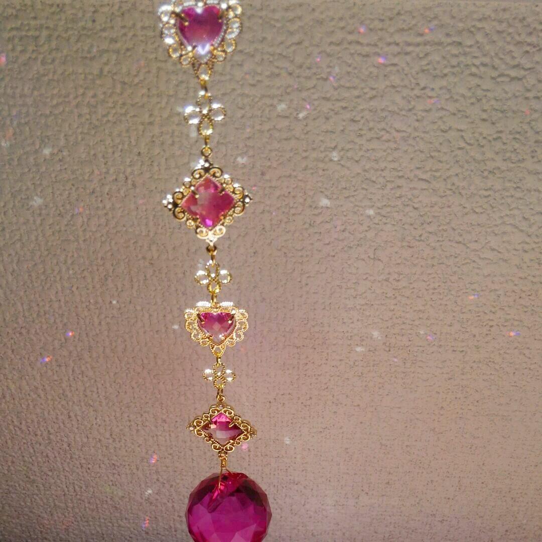 サンキャッチャー♡ハンドメイド「ベリーピンクのステンドグラス♡」