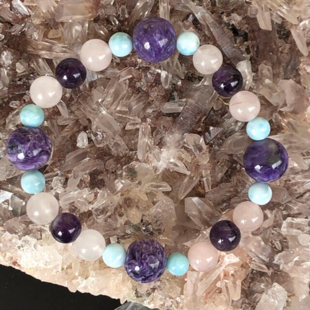 チャロアイト ラリマー アメジスト ローズクォーツ 天然石ブレスレット