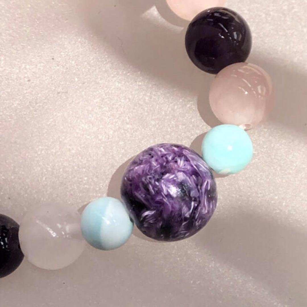 チャロアイト ラリマー アメジスト ローズクォーツ 天然石ブレスレット