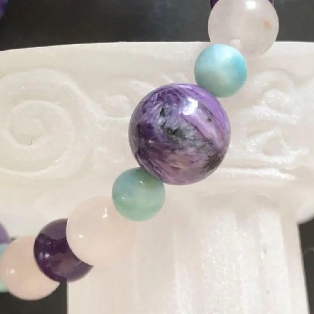 チャロアイト ラリマー アメジスト ローズクォーツ 天然石ブレスレット