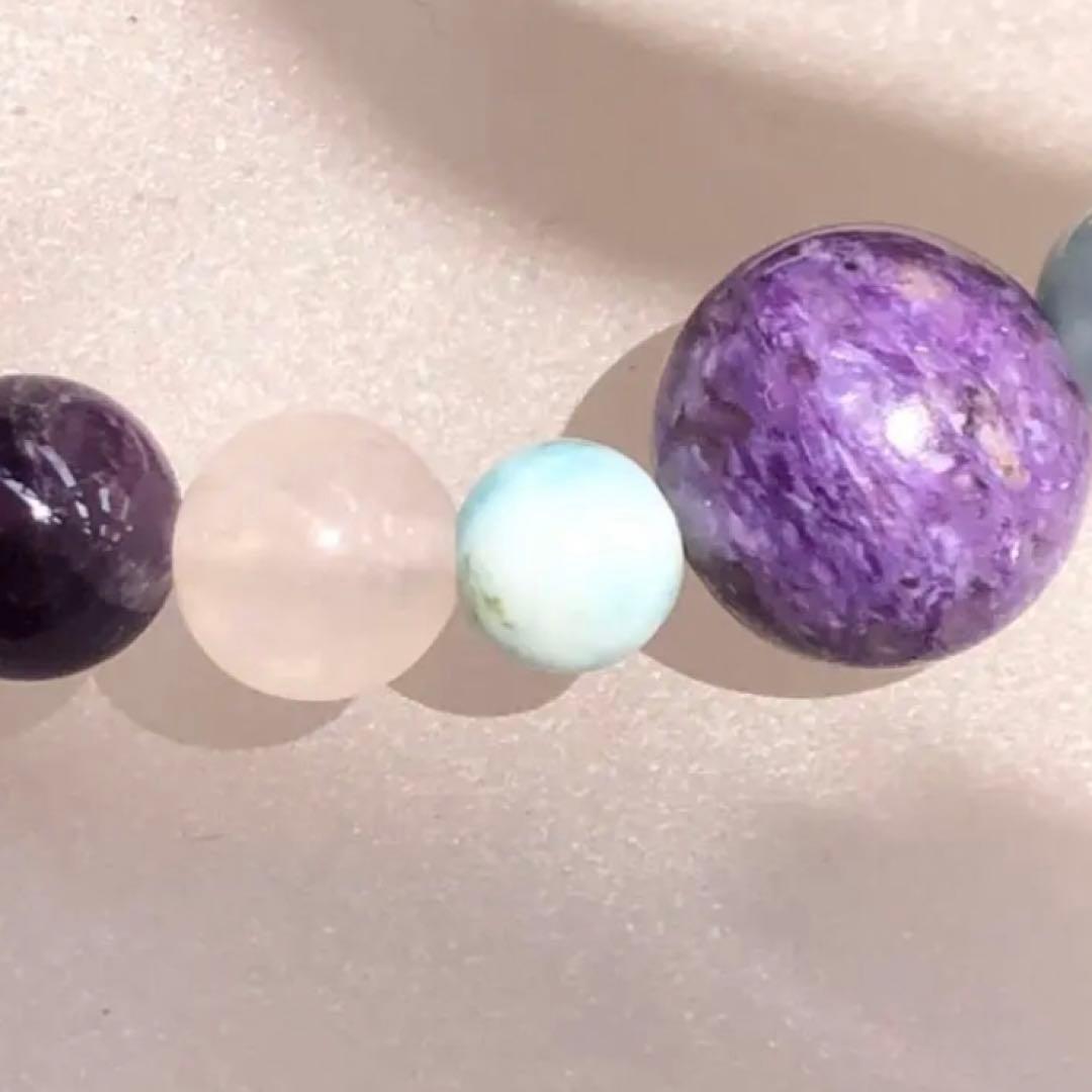 チャロアイト ラリマー アメジスト ローズクォーツ 天然石ブレスレット