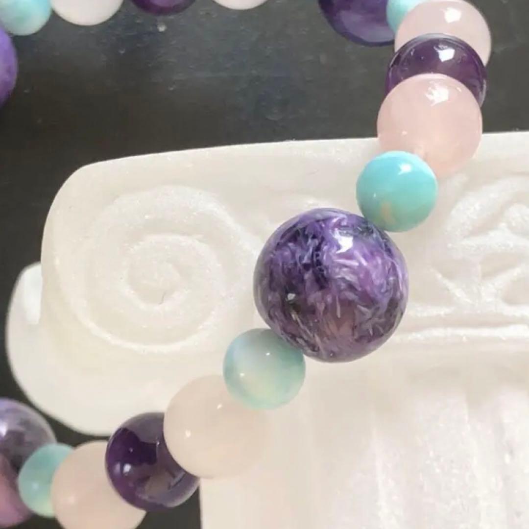 チャロアイト ラリマー アメジスト ローズクォーツ 天然石ブレスレット