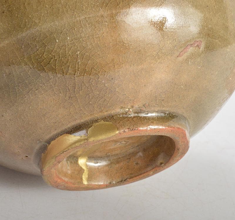 中国　越州窯青磁　茶碗　鉢　金継ぎ直し　時代箱　V　R4867