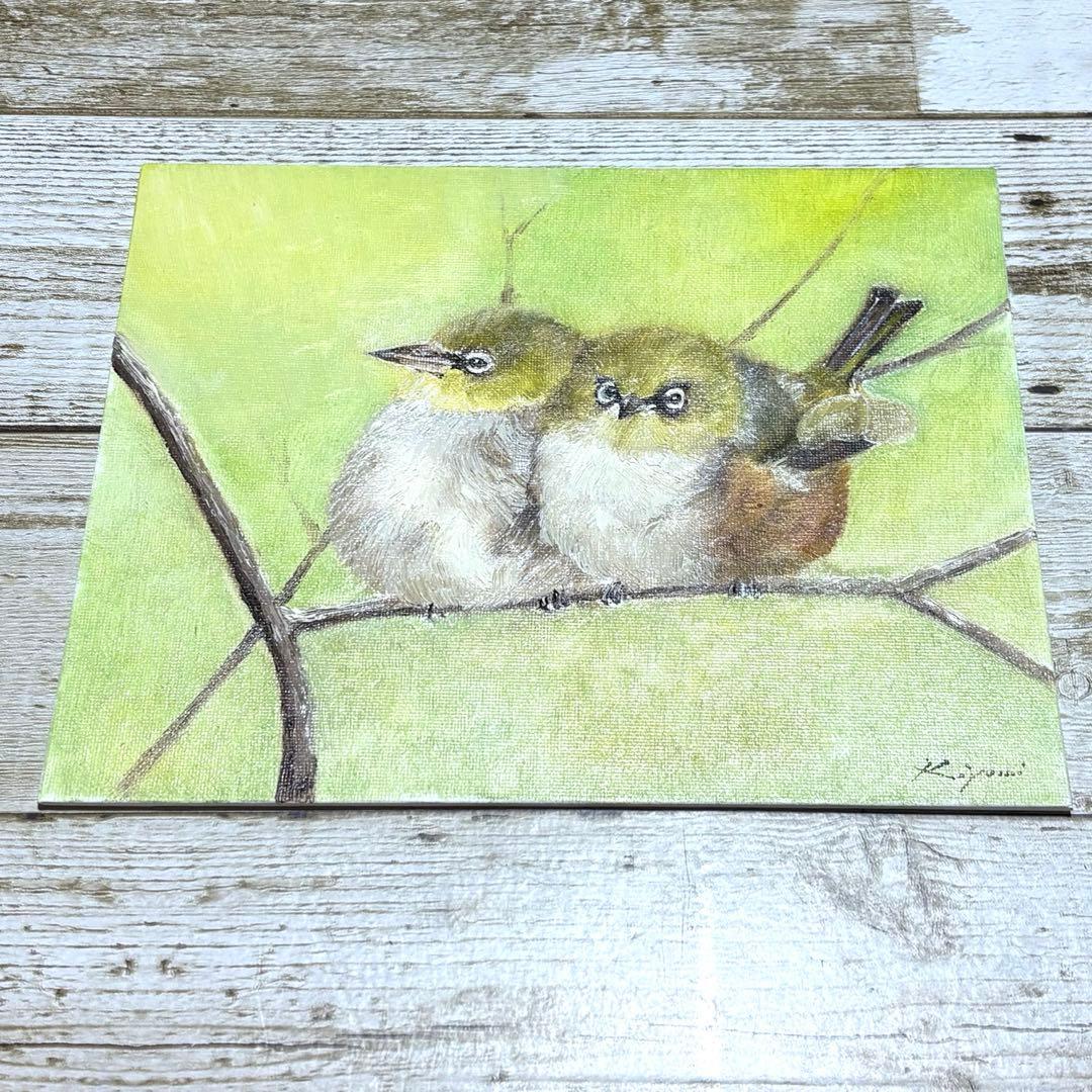 メジロ　【油絵原画】　20.32cm×25.4cm