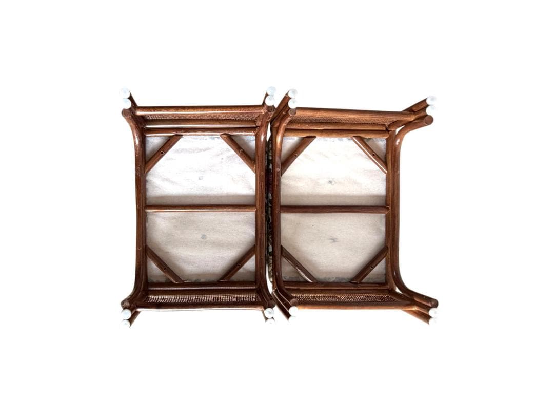 【美品・希少】昭和レトロ ラタン スツール 2脚セット 天然 籐 座椅子