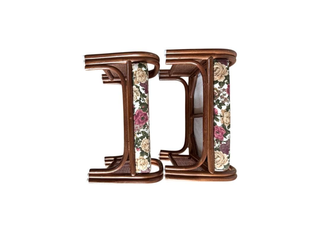 【美品・希少】昭和レトロ ラタン スツール 2脚セット 天然 籐 座椅子