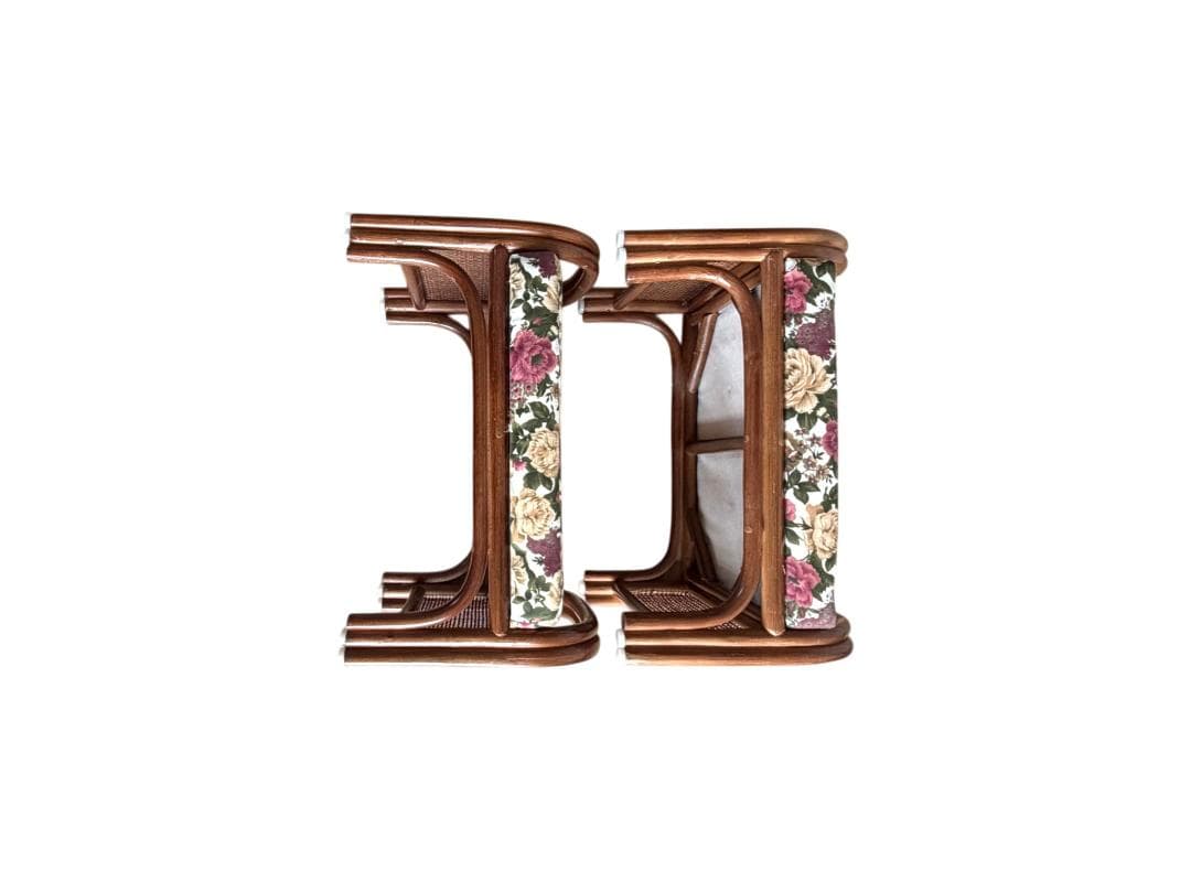 【美品・希少】昭和レトロ ラタン スツール 2脚セット 天然 籐 座椅子