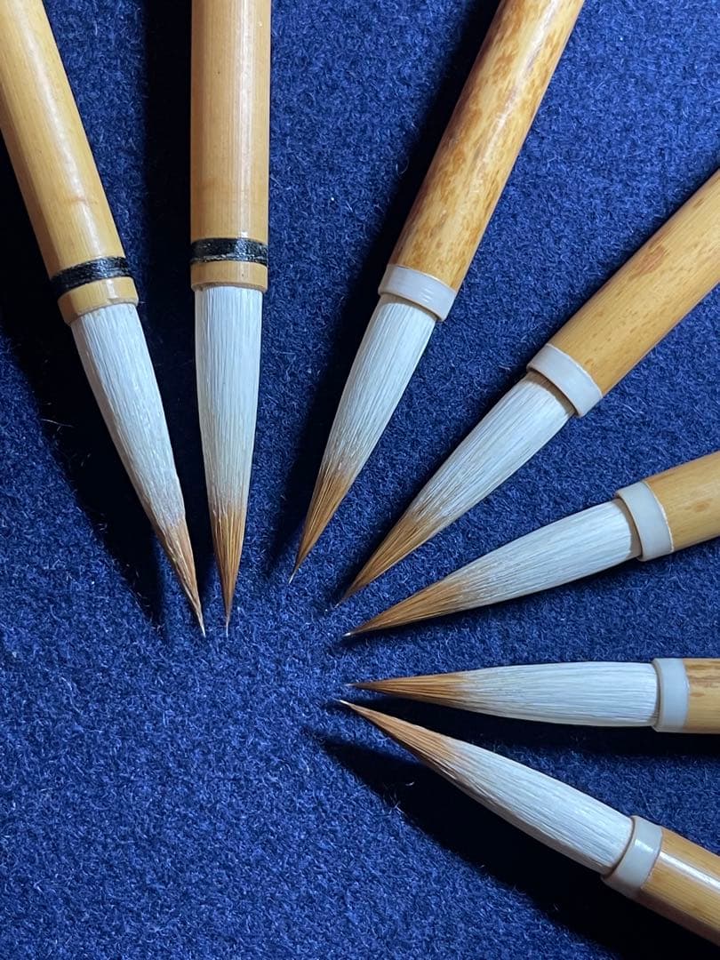 【墨研】玉泉堂小筆◆「心如水・白鷺」7本組◆未使用品◆文房四宝 和筆