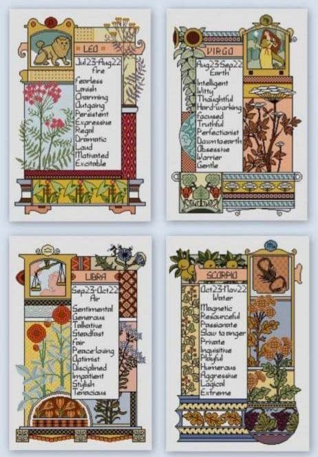 12占星術クロスステッチ図案