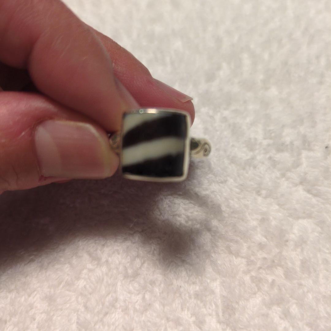 線天珠（てんじゅ）シルバー925リング 職人彫金 ヴィンテージ