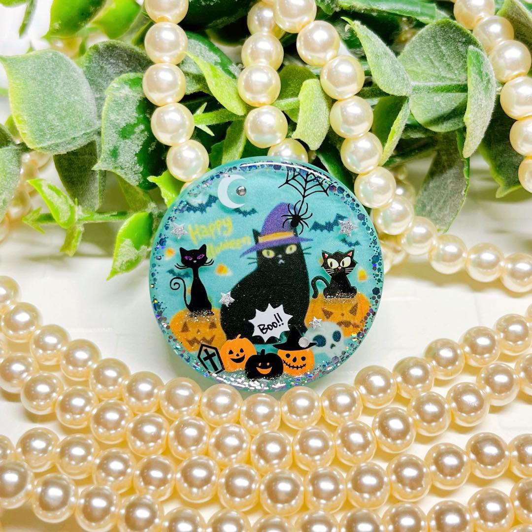 ひなた様 レジンヘアゴム 黒猫ちゃん ハロウィンかぼちゃNo.1389