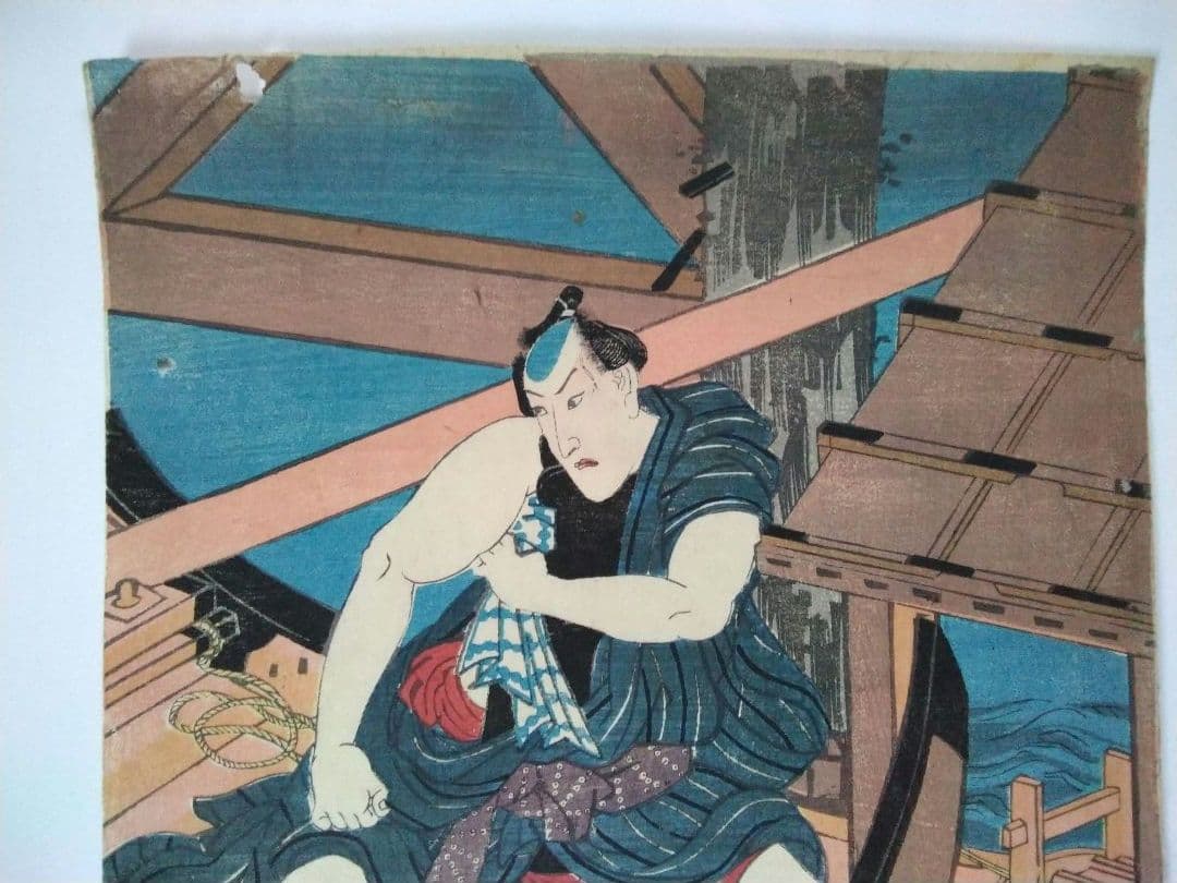 浮世絵　両国夕涼み之図　三代豊国　三枚続き