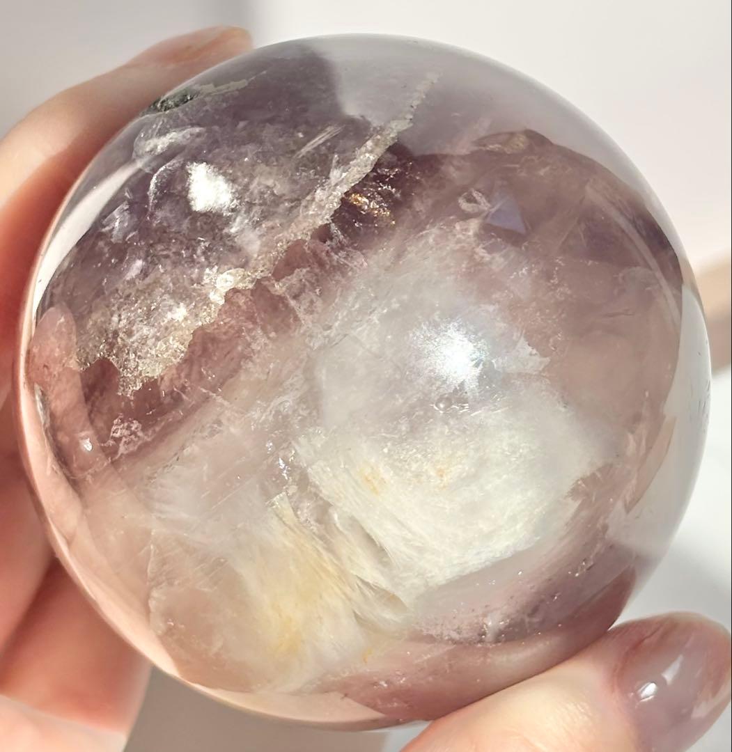 《高品質✰構造美》フェザーフローライトinパイライト　スフィア　丸玉