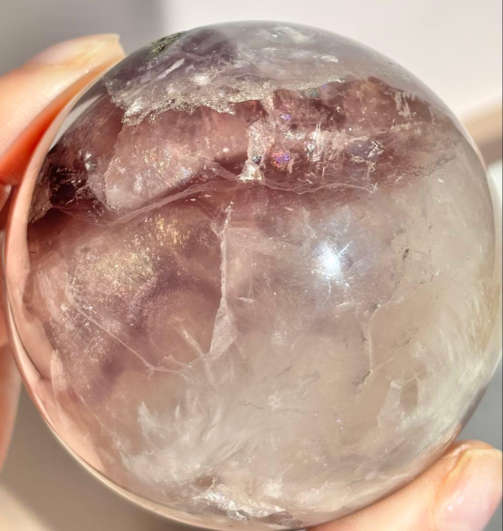 《高品質✰構造美》フェザーフローライトinパイライト　スフィア　丸玉