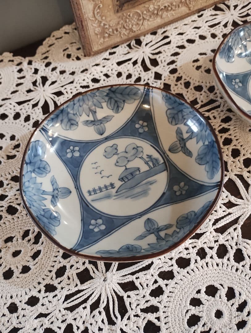 佐藤走波　65歳　染付5寸皿　中皿3枚セット　伊万里焼