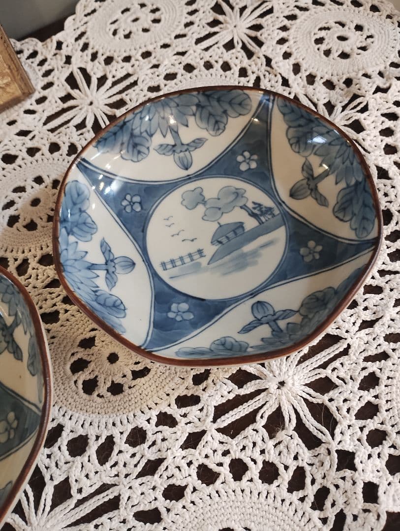 佐藤走波　65歳　染付5寸皿　中皿3枚セット　伊万里焼