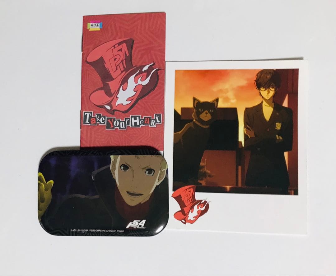 【ミニポストカード&冊子付き】ペルソナ5 箱クエスト 坂本竜司　スクエア缶バッジ