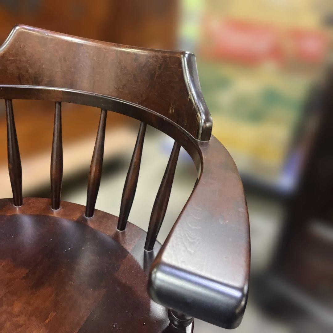 【北海道民芸】ボウバックチェア◇アームチェア◆キャスター付