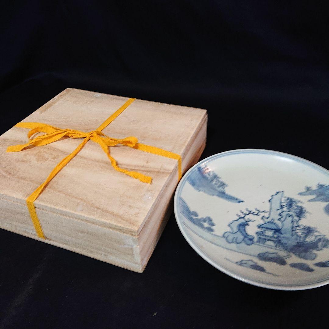 古伊万里染付楼閣山水皿 珍品 骨董 インテリア 飾り皿 美品  皿