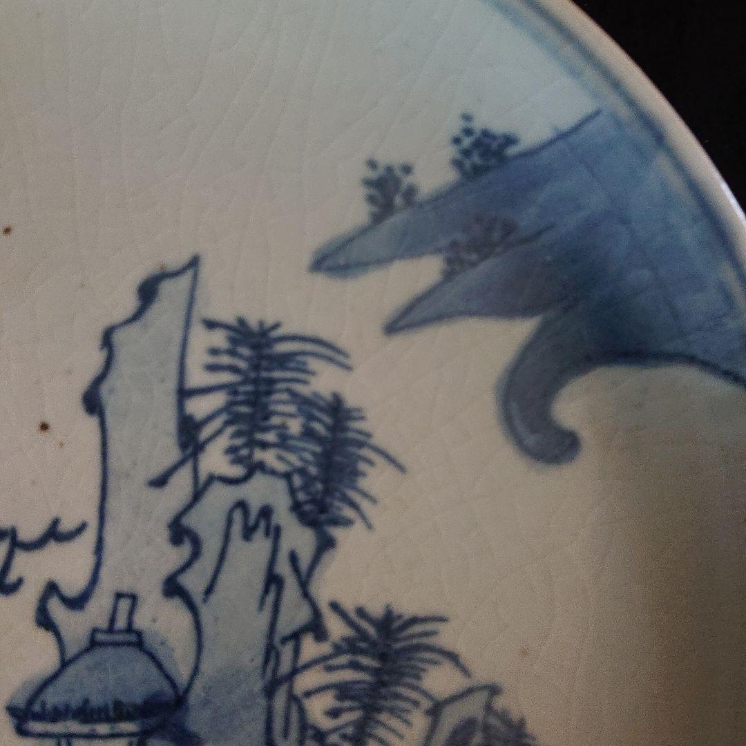 古伊万里染付楼閣山水皿 珍品 骨董 インテリア 飾り皿 美品  皿