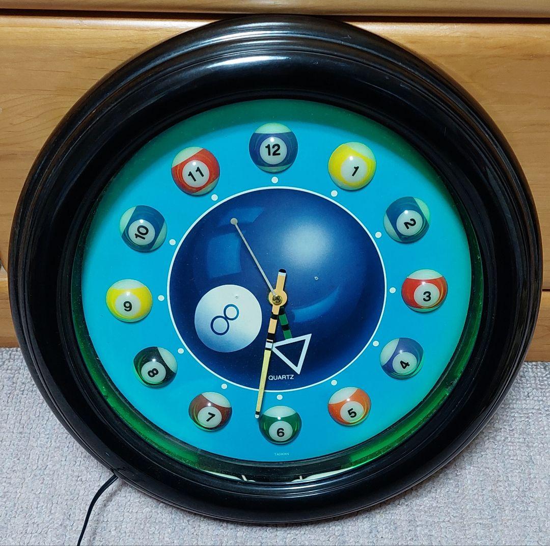 アメリカン雑貨 ビリヤード ネオン管 ネオンクロック グリーン