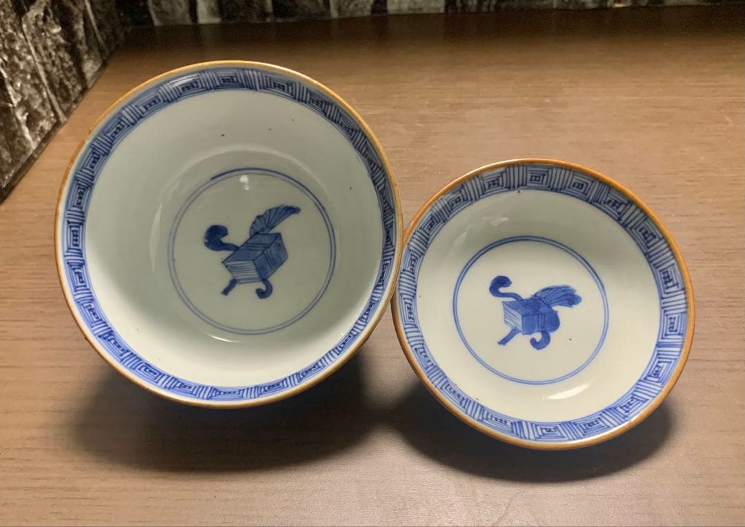 訳あり 幕末〜明治期 古伊万里 染付 羅漢図 蓋付茶碗 3客セット 手描き 骨董