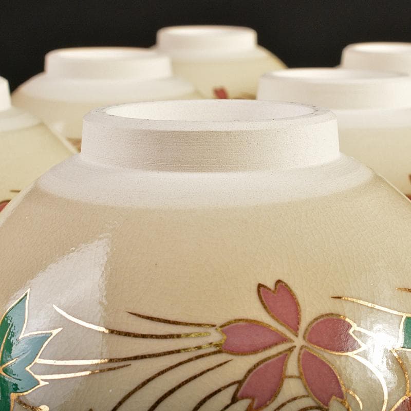 京焼　平安原平造　色絵金彩　仁清写　雲錦　数茶碗　十客　共箱　M　R7414B