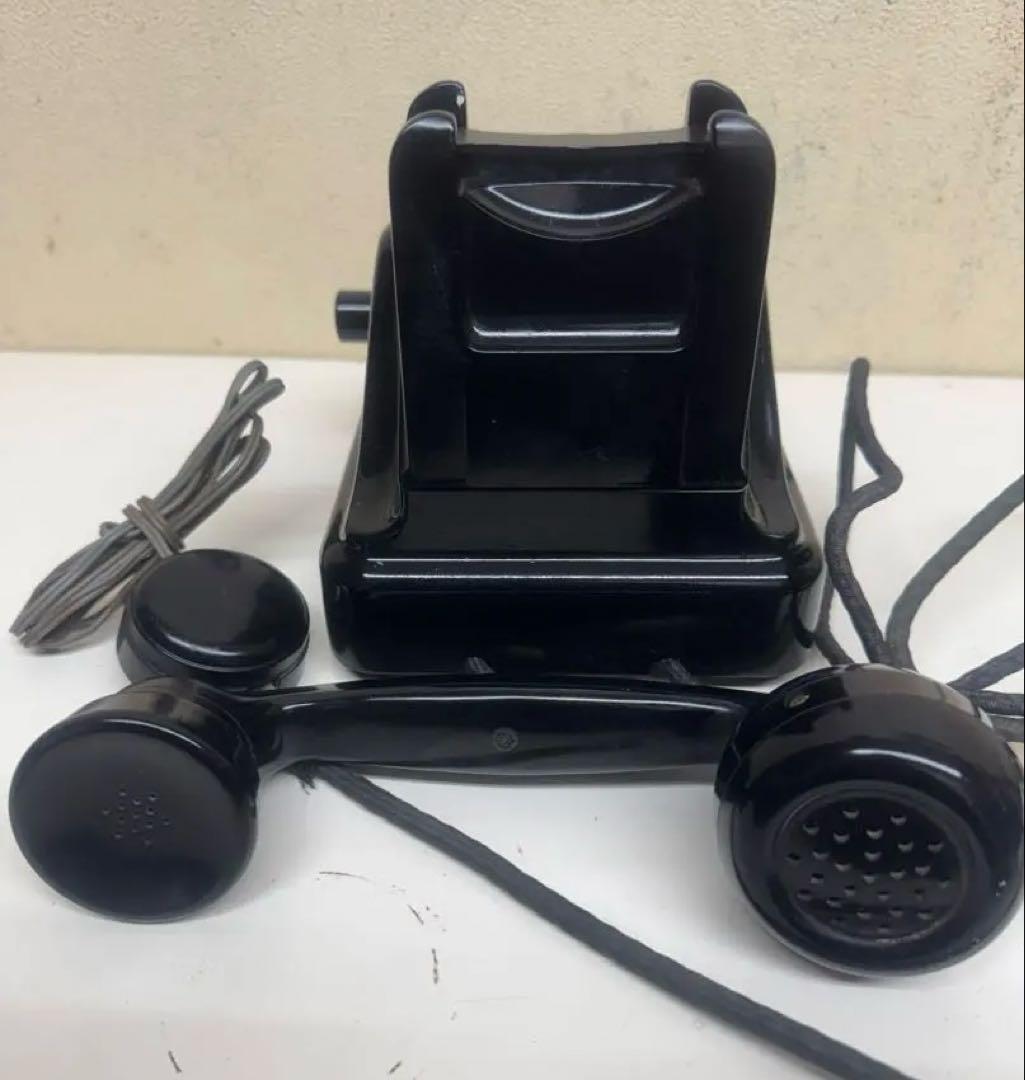 【昭和初期】手回し式電話機 マグネトー 黒電話 資料館品 アンティーク