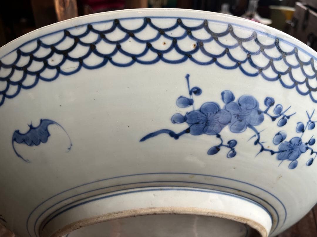 古伊万里 赤絵 鳳凰文 大皿 飾皿 色絵 花鳥図 伊万里焼 径約47cm